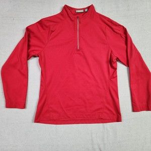 Greg Norman Golf Shirt Women Medium Red Long Sleeve 1/4 Zip Play Dry Outdoor